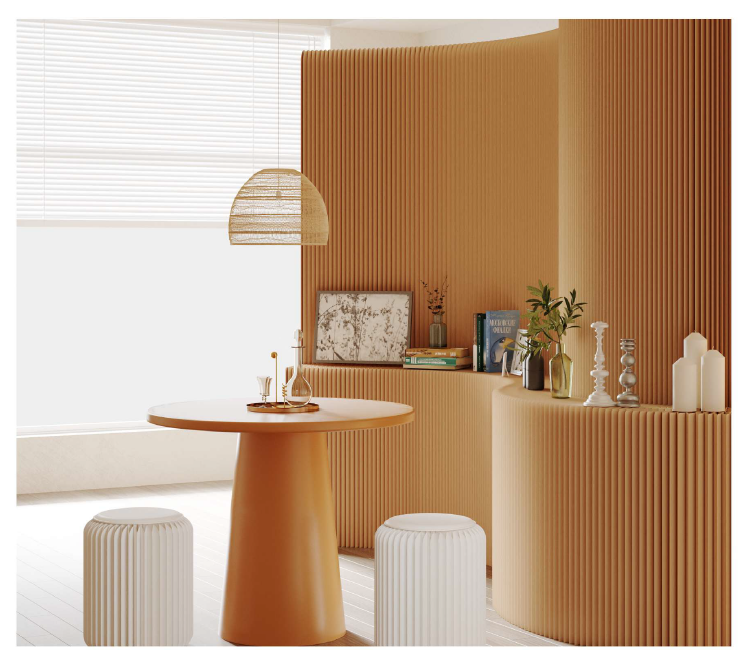 Accordion Paper Wall with Shelf - Brown