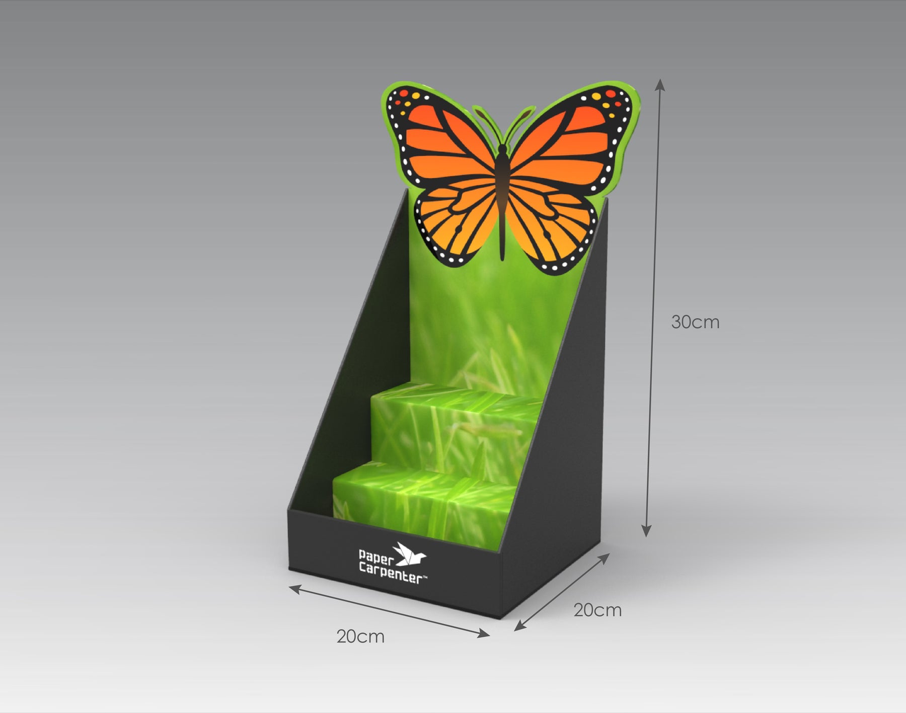 3-Tier Cardboard Countertop Display with Headboard