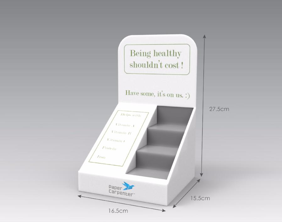 3-Tier Cardboard Countertop Display with Side Panel