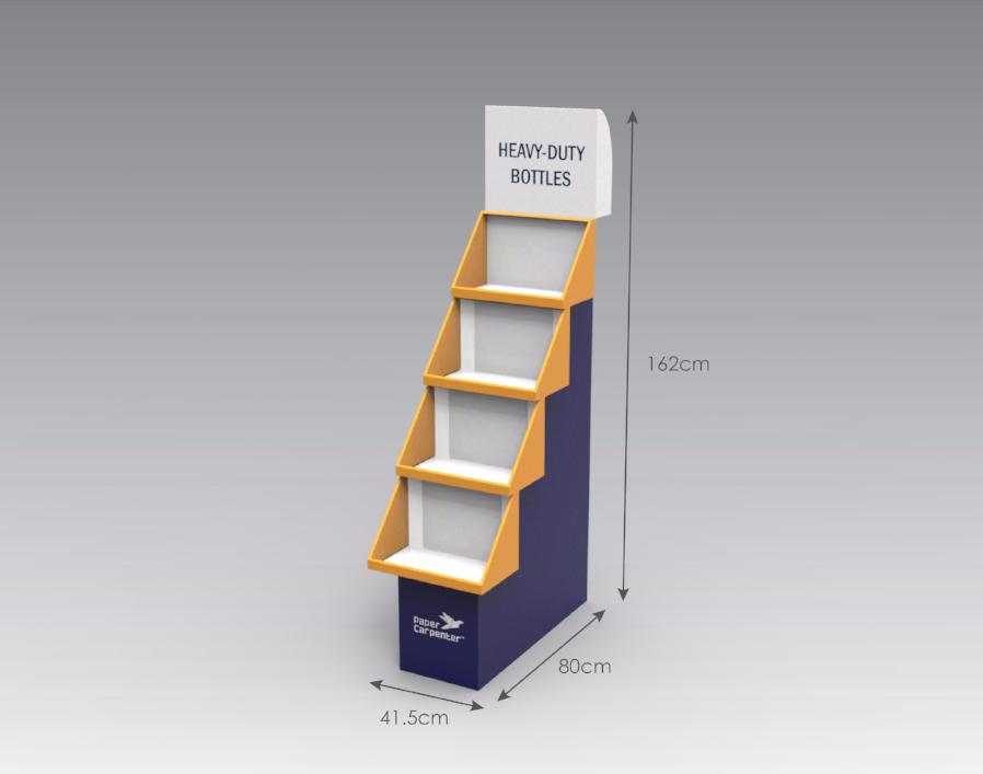 4-Tier Cardboard Floor Display with Headboard