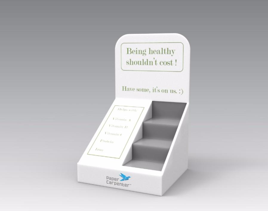 3-Tier Cardboard Countertop Display with Side Panel