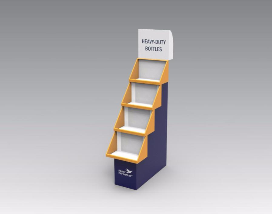 4-Tier Cardboard Floor Display with Headboard