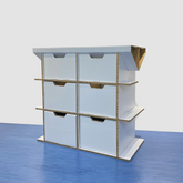 CARDBOARD SHELVING UNIT WITH 6 DRAWERS
